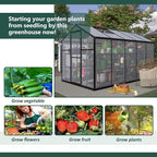 Large Walk-in Clear Polycarbonate Greenhouse with Rain Gutters & Adjustable Roof Vent - Sturdy Aluminum Frame Outdoor Plant House for Vegetable, Flower & Garden Growth-Outbuilding (6x10 ft)