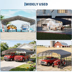 20x20FT Heavy Duty Metal Carport w/Led Light,Outdoor Portable Car Garage,Reinforced Base & Galvanized Steel Roof, Outdoor Car Port Canopy Shelter for Boats, Full-Sized Pickup Trucks