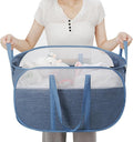 Pop-Up Laundry Basket，collapsible Mesh Laundry Hamper– With Extended Shoulder Straps, Sturdy Handles, and Premium Cationic Fabric (blue)…