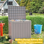 32 Gallon Outdoor Storage Box - Deck Box Container for Patio, Pool, and Garden-Waterproof and UV Resistant Resin,Lockable (Grey)