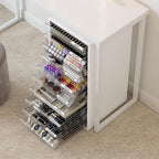 WOPITUES Storage Drawer Cart, Mobile Storage Cabinet, Makeup Storage with 10 Large Clear Drawers, Utility Wooden Rolling Cart on Wheels, for Cosmetic, Art Craft, Office Supplies, Toy, White