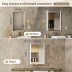 20x26 LED Bathroom Medicine Cabinet Mirror with Smart Night Lamp, Surface or Recessed Fogless Lighted Medicine Cabinet Mirror with Outlet &Clock,Built-in Sensor Light& Soft-Close Right-Hinge