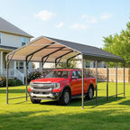 12' x 20' Carport, Heavy Duty Carport with Updated Roof & Enhanced Base, All Weather Steel Car Port, Multi-Use Car Port Garage, Metal Carports for Car, Truck, Boat, Tractors, Party, Grey