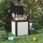 50 Gallon Resin Deck Box, Lockable Patio Outdoor Storage Box for Furniture, Garden Tools and Tools Storage, Waterproof Outside Storage Boxes - Black&White