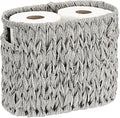 Sumnacon Toilet Paper Storage Basket Freestanding, Wicker Toilet Paper Holder Stand with Handle, Decorative Narrow Bathroom Baskets Sturdy Plastic Organizer Bin for Tissue Rolls, Toiletries, Towels