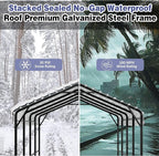 JY QAQA 12 x 20 ft Metal Carport, Heavy Duty Carport Canopy with Galvanized Steel Roof, Outdoor Car Tent Metal Garage Shelter for Car, SUV, Trucks and Boats