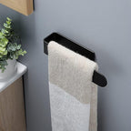 Taozun Hand Towel Bar Bathroom Towel Holder Black Single Towel Rack Self Adhesive Towel Ring Stainless Steel Towel Rail for Bathroom Kitchen, 2 Packs