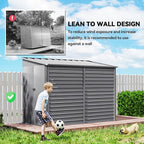 Outsunny 4.6' x 9' Steel Outdoor Storage Shed, Waterproof Lean to Shed, Metal Garden Tool House with Foundation Kit, Lockable Doors, Gloves and 2 Air Vents for Backyard, Patio, Lawn, Gray