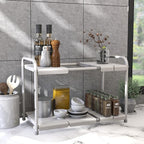 Simple Houseware Under Sink 2 Tier Expandable Heavy Duty Metal Shelf Organizer Rack, White (Expand from 15 to 25 inches)