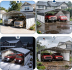 20x25FT Metal Carport w/Led Light,Outdoor Portable Car Garage,Removable PE Sidewalls,Reinforced Base & Galvanized Steel Roof, Outdoor Car Port Canopy Shelter for Boats, Trucks