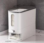 IEEK Rice Dispenser 12 Lbs,Large Cereal Dry Food Storage Containers Rice Storage Container Sealed Moisture Proof with Measuring Cup for Kitchen Pantry Household, White and Grey