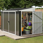 DWVO 7x4 FT Outdoor Weatherproof Storage Shed, Secure Metal Bike Shed w/Lockable Entry, Garden Storage Solution for Lawn Equipment, Tools, Waste Bin, Dark Gray