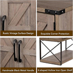 RUSTOWN Farmhouse Rustic Medicine Cabinet with Two Barn Door,Wood Wall Mounted Storage Cabinet with Adjustable Shelf and Towel Bar, 3-Tier Cabinet for Bathroom, Living Room(Washed Oak)