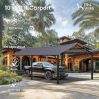 PHI VILLA 10 x 20 ft Carport Metal Carports with Galvanized Steel Roof, Sturdy Heavy Duty Metal Carport for Cars, Boats, and Tractors
