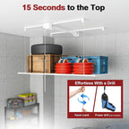 4x4 Garage Ceiling Storage Racks With Crank Lift, Garage Overhead Storage Racks For High Ceilings 10–12 Ft, 250 Lbs Load Capacity, All-Steel Frame, Garage Organization System (6 x 3)