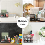 Exerz Desk Organizer Black Office Desk Accessories Supplies Office Storage Desktop Pencil Pen Holder with Drawer Home Workspace