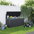 DRATO 100 Gallon Large Deck Box, Outdoor Storage Box for Patio Furniture, Patio Cushions, Gardening Tools, Pool Supplies,660lbs Weight Capacity,Waterproof Resin Storage Boxes（Black，100 Gallon）