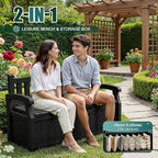 Devoko 80 Gallon Storage Bench Deck Box Lockable for Patio Furniture, Garden Decor and Outdoor Seating for Cushions, Garden Tools and Pool Supplies (Black)