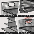 6-Tier Paper Organizer for Desk with Handle, Heavy Duty Metal File Organizer | Stackable Desktop Organizer for Office Supplies, Documents and Stationery Storage