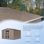 Kullavik 10FT x 8FT Outdoor Storage Shed with Window and Lockable Doors,Waterproof Metal Garden Tool Shed,Galvanized Steel shed for Backyard,Garden,Patio