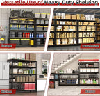 5-Shelf Heavy Duty Shelving - Adjustable Garage Storage Shelves, Metal Utility Storage Racks for Warehouse Pantry Basement Kitchen, Garage Organizers Shef Unit, Black, Packs of 3