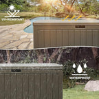 DWVO 90 Gallon Double-Wall Deck Box, Large Resin Outdoor Storage Box, Lockable & Waterproof, Double as Seating, 450lbs Capacity (Light Brown)