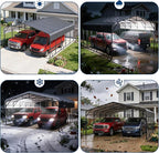 20x25FT Metal Carport w/Led Light,Outdoor Portable Car Garage for Multiple Vehicles,Reinforced Base & Galvanized Steel Roof, Outdoor Car Port Canopy Shelter for Boats, Full-Sized Pickup Trucks