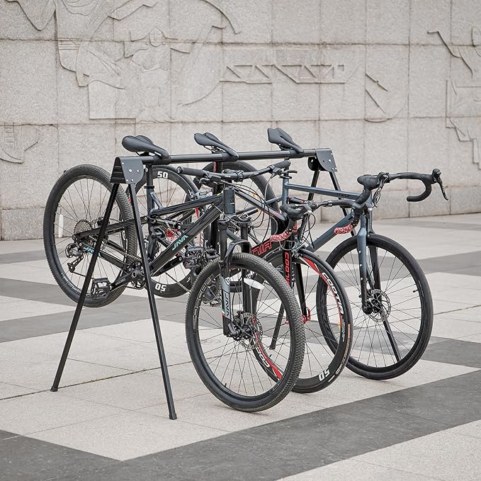 CXWXC 3 Bikes Stand Rack - Portable Bike Storage Parking Racks Indoor/Outdoor -Saddle Nose Bicycle Stand for Parking Mountain Road Hybrid Bike