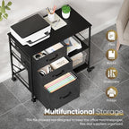 ZENY Lateral File Cabinet with 3 Drawers, Mobile File Cabinet Printer Stand, Rolling Fabric Lateral Filing Cabinet for Office Home Small Space (Black)