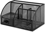 Amazon Basics Pen Holder and Desk Organizer, Office Supplies Storage Caddy, 9.1" x 5.9" x 5.5", Black