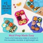 Bentgo Easyboxes - Reusable 5-Compartment Food Containers, Stackable 8-Piece Set, 4 Trays & 4 Lids, BPA-Free Food Storage for Meal Prep, School, & Work; Lunch Boxes w/Patented Design (Jewel Brights)
