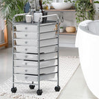 Simple Houseware Utility Cart with 8 Drawers Rolling Storage Art Craft Organizer, Chrome