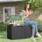 32 Gallon Outdoor Storage Box, Resin Deck Boxes Outdoor Waterproof For Patio Furniture, Garden Tools, Pool Supplies, Lockable And UV Resistant (Striped Black)