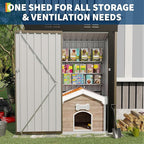 5×3FT Storage Shed，67CU.FT Tool Shed with Sloping Roof and Lockable Door, Compact Metal Tool Garden Shed for Garden, Backyard, Patio (Brown)