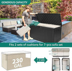 YITAHOME XXL 230 Gallon Large Deck Box,Outdoor Storage for Patio Furniture Cushions,Garden Tools with Flexible Divider,Waterproof,Lockable (Black)
