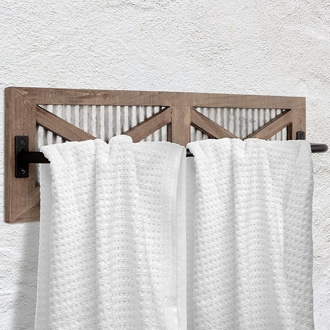 Autumn Alley Farmhouse Rustic Towel Rack Holder - Wood Towel Rack - 24" - Farmhouse Bathroom Hardware for Rustic Bathroom and Country Kitchen Style Décor - Wall Mounted, Western Accessories
