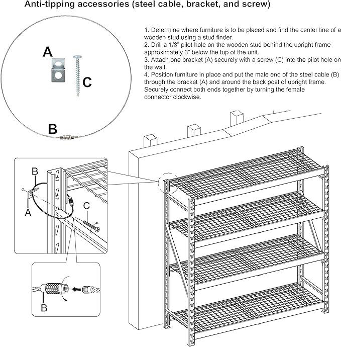 Amazon Basics 5-Tier Medium Duty Garage Shelving Unit, Sturdy Adjustable Storage Shelves, Easy to Assemble, 48" x 18" x 72", Aluminum
