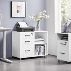 Yaheetech File Cabinet Mobile Letter Size File Organization Unit Mobile Lateral Filing Cabinet Printer Stand for Home and Office,White