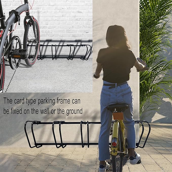 XINYI Bike Rack Floor, Bike Stand Garage, Indoor/Outdoor Bike Rack Garage,22-28" Wheel Stand, Max. Tire Width 2.1", Front/back Bike Stand For Mountain, Road and Kids Bikes for 5 Bikes