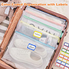 Mesh Zipper Pouch Bags: Clear Zipper Pouches for Classroom, Plastic Mesh Bag for Board Game Puzzles Storage, A3 Waterproof Organizing Pouch for School and Office Supplies (17 x 12Inch, 12PCS, 6 Color)