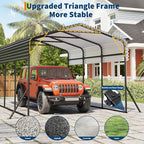PeakPursuit Metal Carport, 10x15 FT Outdoor Car Port Canopy with Galvanized Steel Roof and Reinforced Base, Heavy Duty Garage Car Shelter Shade for SUV, Truck, Boats
