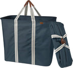 CleverMade Collapsible Laundry Caddy – Foldable Laundry Hamper & Tote, XXL 64L Pop-Up Laundry Basket with Handles, Space-Saving Laundry Organizer for Home & Travel, 2 Pack - LUXE Navy Noir