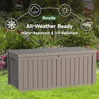 EasyUp 150 Gallon Outdoor Storage Box, Resin Waterproof UV-Resistant Deck Box with Hydraulic Lid Support, Reinforced Stability for Patio, Garden, and Poolside, Gray
