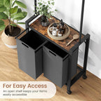 Large Laundry Hamper With Hanging Clothes Rack –2-Section Rolling Laundry Basket With Removable Pull-Out Sorting Bags, Wheeled Organizer for Laundry Room, Bathroom & Bedroom（2 Hampers, black）