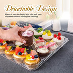 24 Count Cupcake Containers 5 pack Cupcake Holders Plastic Clear Reusable Cupcake Containers with Detachable Tall Dome Lids Stackable Cupcake Boxes for 120 Cupcakes, BPA Free, Standard Size