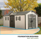 Lifetime 20 x 8 Ft. Outdoor Storage Shed with Steel Reinforced HDPE Walls, Lockable Doors, Windows, Skylights, Adjustable Shelving, Slip‑Resistant Floor, UV‑Protected Backyard Shed