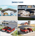 20x25FT Metal Carport w/Led Light,Outdoor Portable Car Garage for Multiple Vehicles,Reinforced Base & Galvanized Steel Roof, Outdoor Car Port Canopy Shelter for Boats, Full-Sized Pickup Trucks