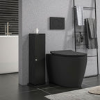 HOMCOM Toilet Paper Cabinet, Small Bathroom Corner Floor Cabinet with Doors and Shelves, Thin Storage Bathroom Organizer for Paper Shampoo, Black