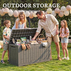 YITAHOME 60 Gallon Outdoor Storage Box, Lockable Resin Deck Box with Handles, Waterproof Outdoor Storage Box for Patio Furniture, Garden Tools and Pool Accessories, Light Brown