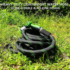 Garden Hose 50 FT, NON-EXPANDABLE Heavy-Duty Flexible & Lightweight Water Hose with 10-Function Nozzle, No-Kink, Leak-Proof Super Fabric, Solid Fittings for Lawn, Car, Outdoor (Black Green)